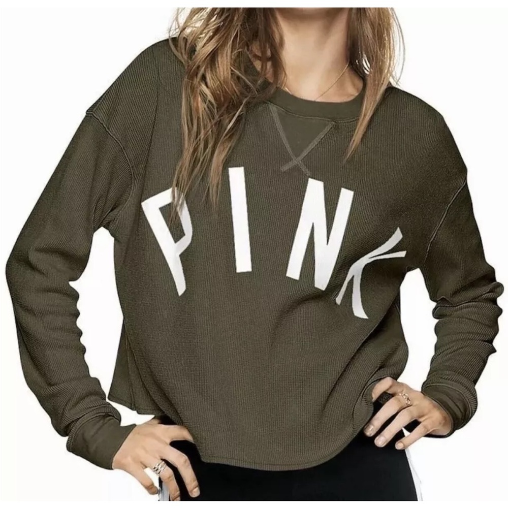 Victoria's‎ Secret PINK Waffle Tee Top XS green or white